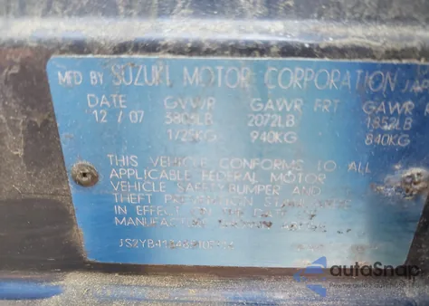 2008 Suzuki Sx4 Convenience from USA, damaged, VIN JS2YB413485107716